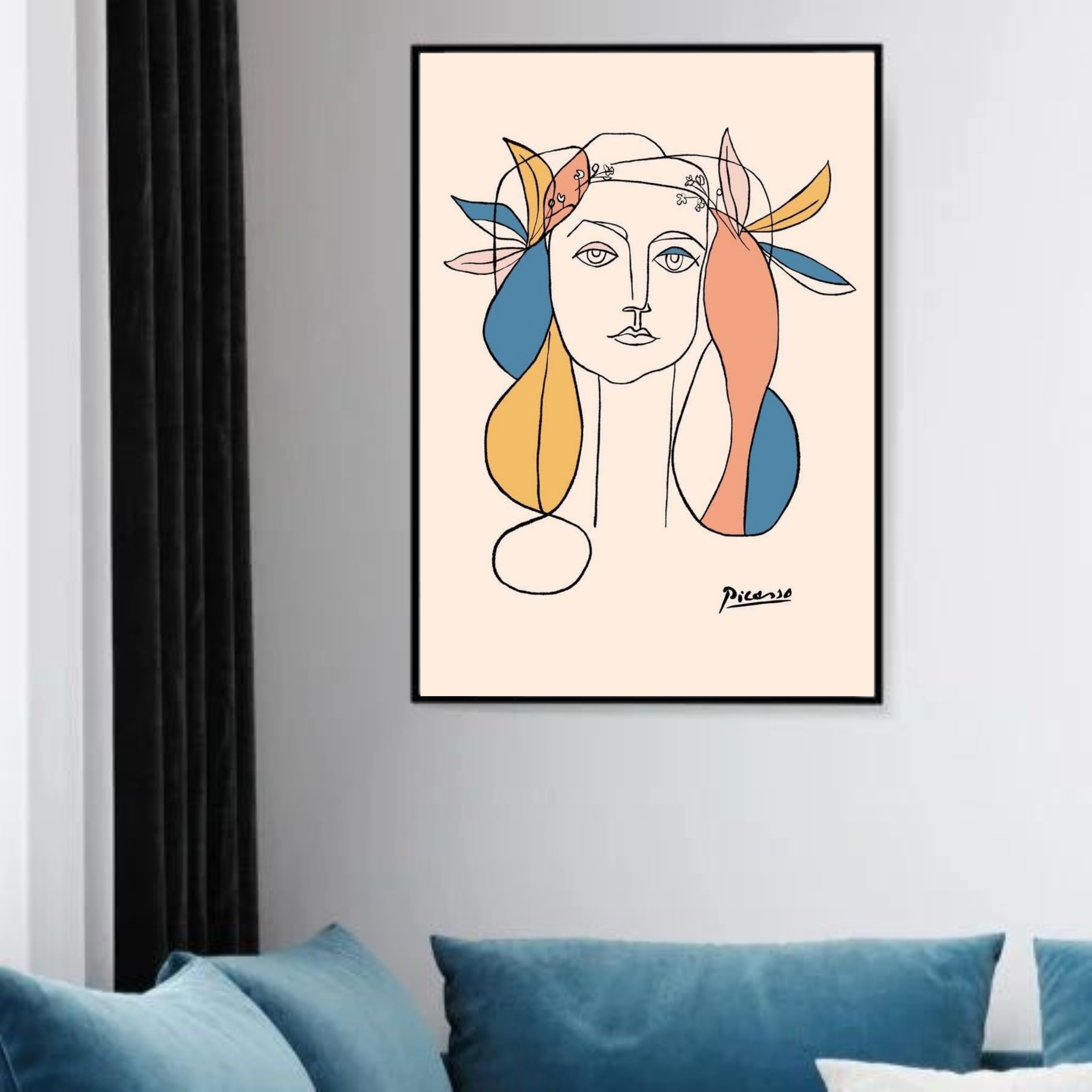 Quadro Decorativo Arte Picasso – Mulher Colorida - 70x50 cm