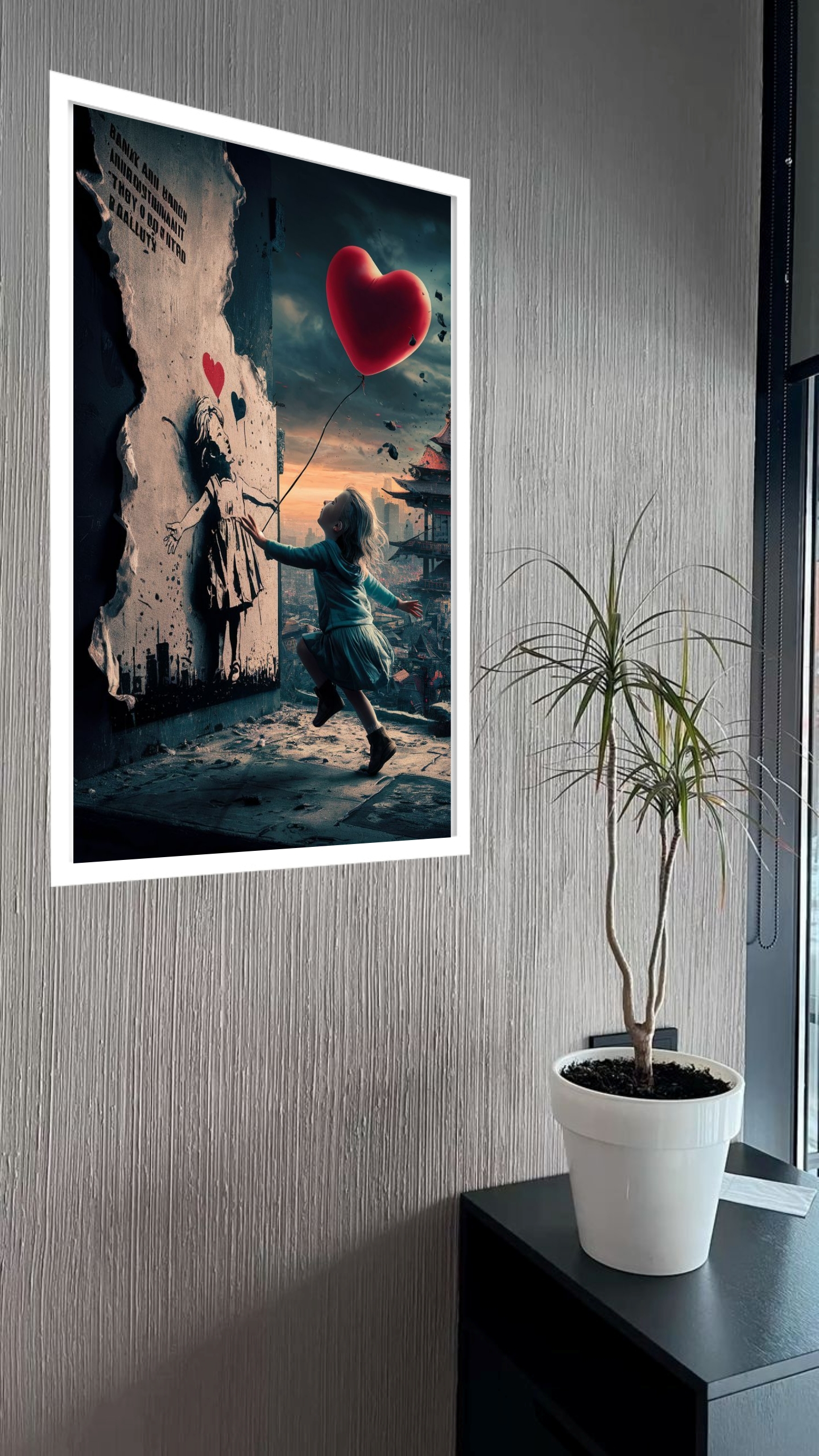 Quadro Decorativo Banksy Menina Balão - 70x50 cm