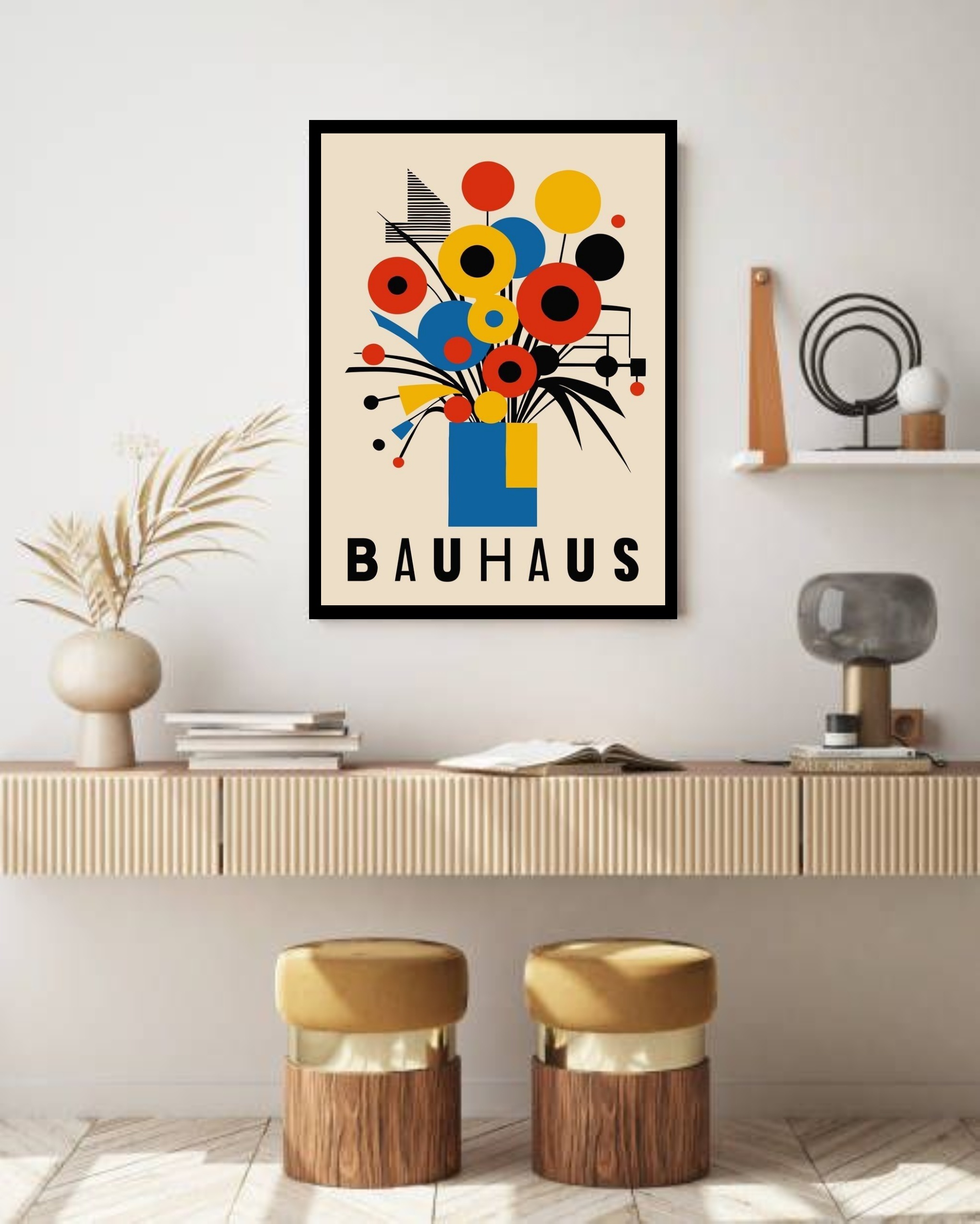 Quadro Decorativo Bauhaus Buquê Cores - 70x50 cm
