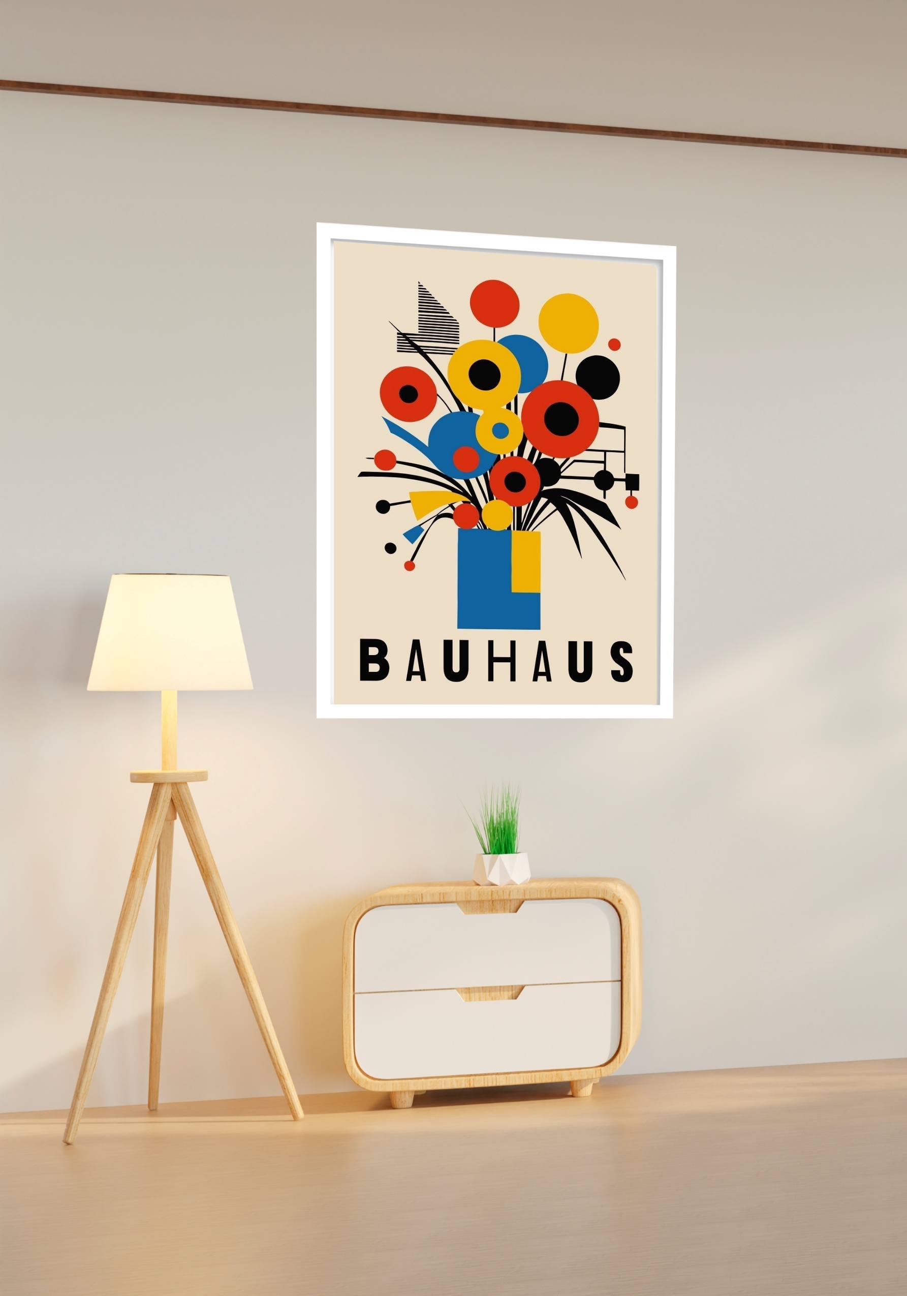 Quadro Decorativo Bauhaus Buquê Cores - 70x50 cm