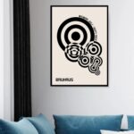 Quadro Decorativo Bauhaus Círculos Bege e Preto - 70x50 cm