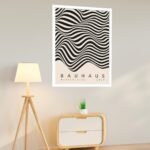 Quadro Decorativo Bauhaus Ondas Preto - 70x50 cm