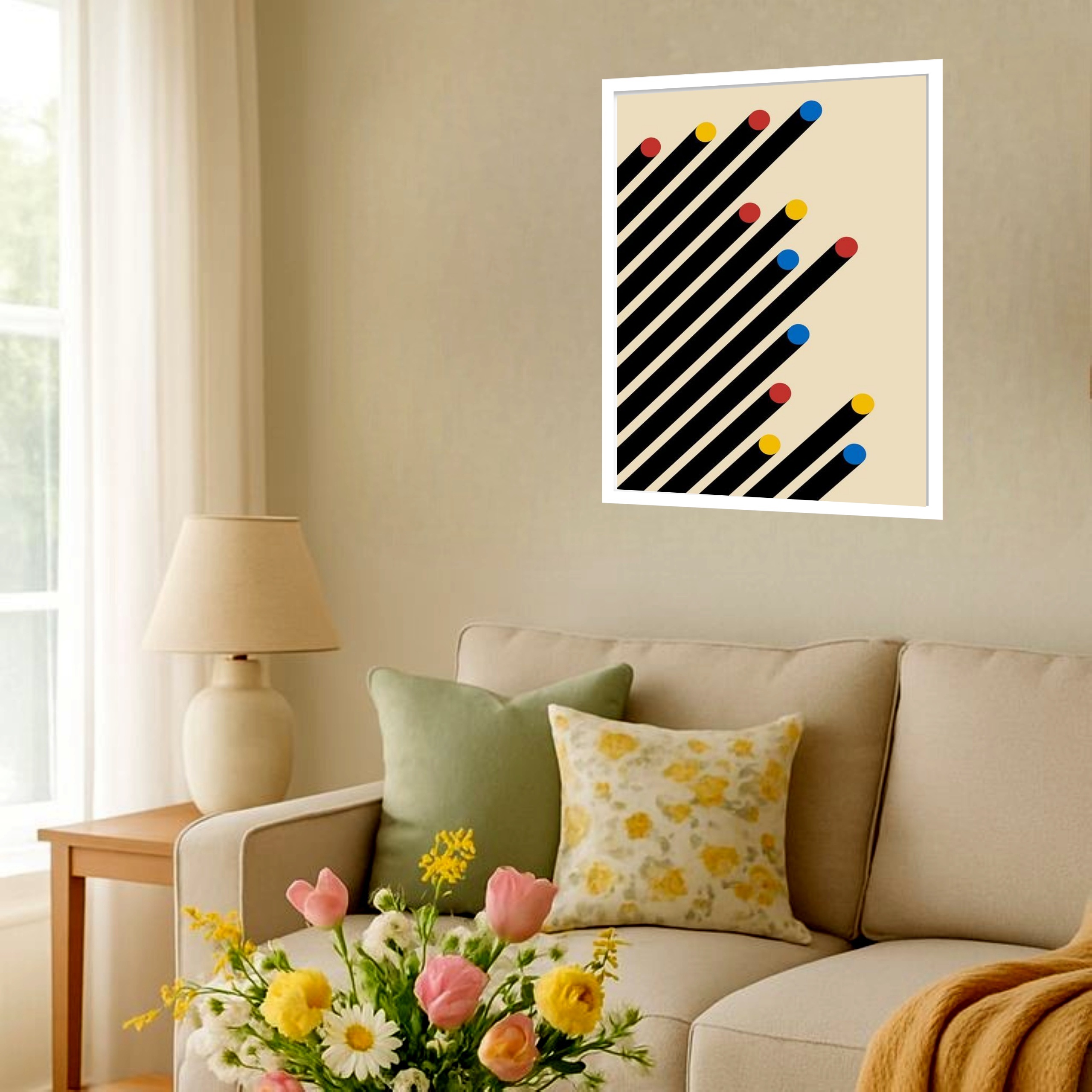 Quadro Decorativo Bauhaus Pontos - 70x50 cm