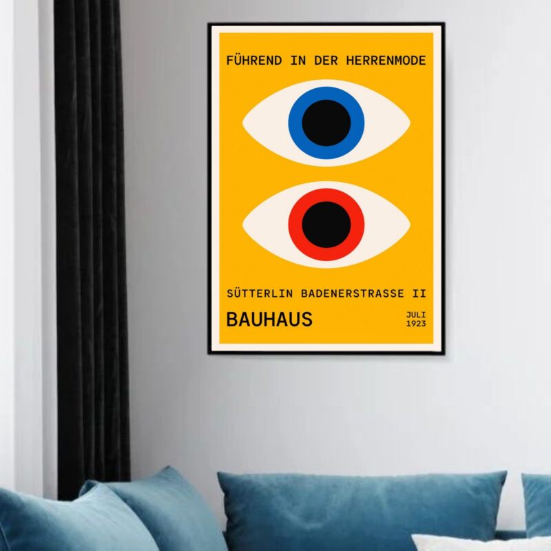 Quadro Decorativo Bauhaus Poster Olhos -Amarelo -70x50 cm