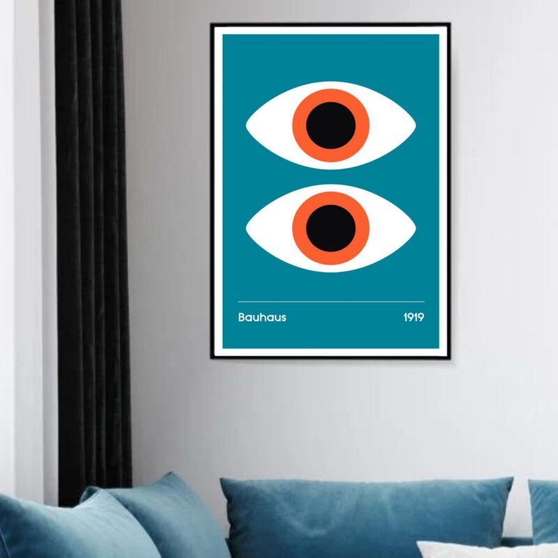 Quadro Decorativo Bauhaus Poster Olhos – Azul - 70x50 cm