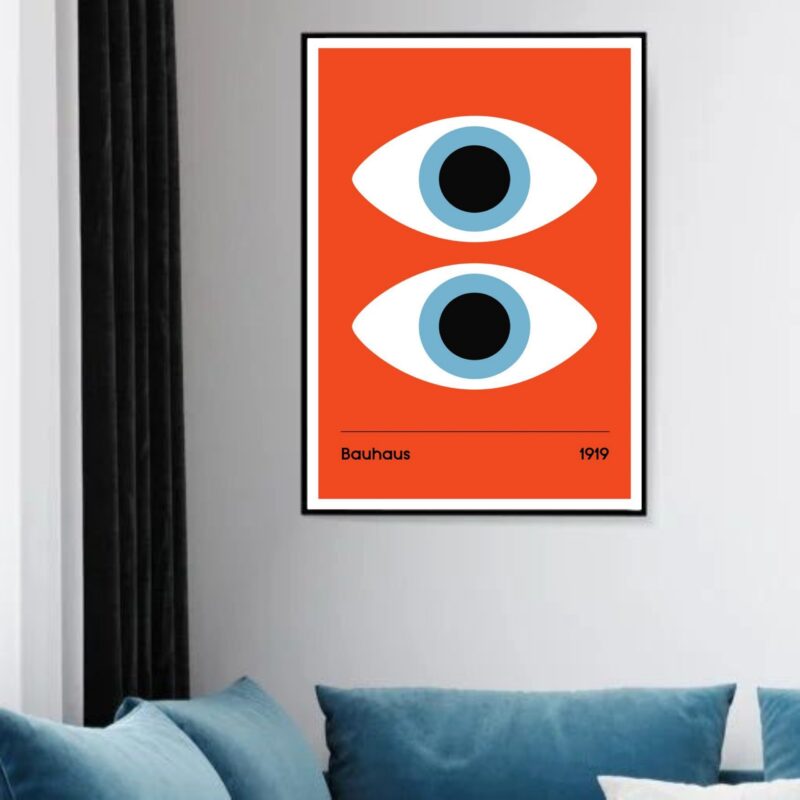 Quadro Decorativo Bauhaus Poster Olhos – Vermelho -70x50cm
