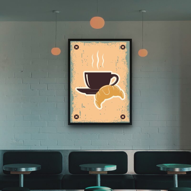 Quadro Decorativo Café Croissant - 70x50 cm