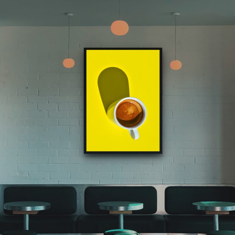 Quadro Decorativo Café Foto Amarelo - 70x50 cm