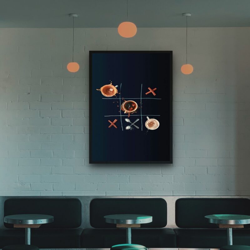 Quadro Decorativo Café Jogo da Velha - 70x50 cm