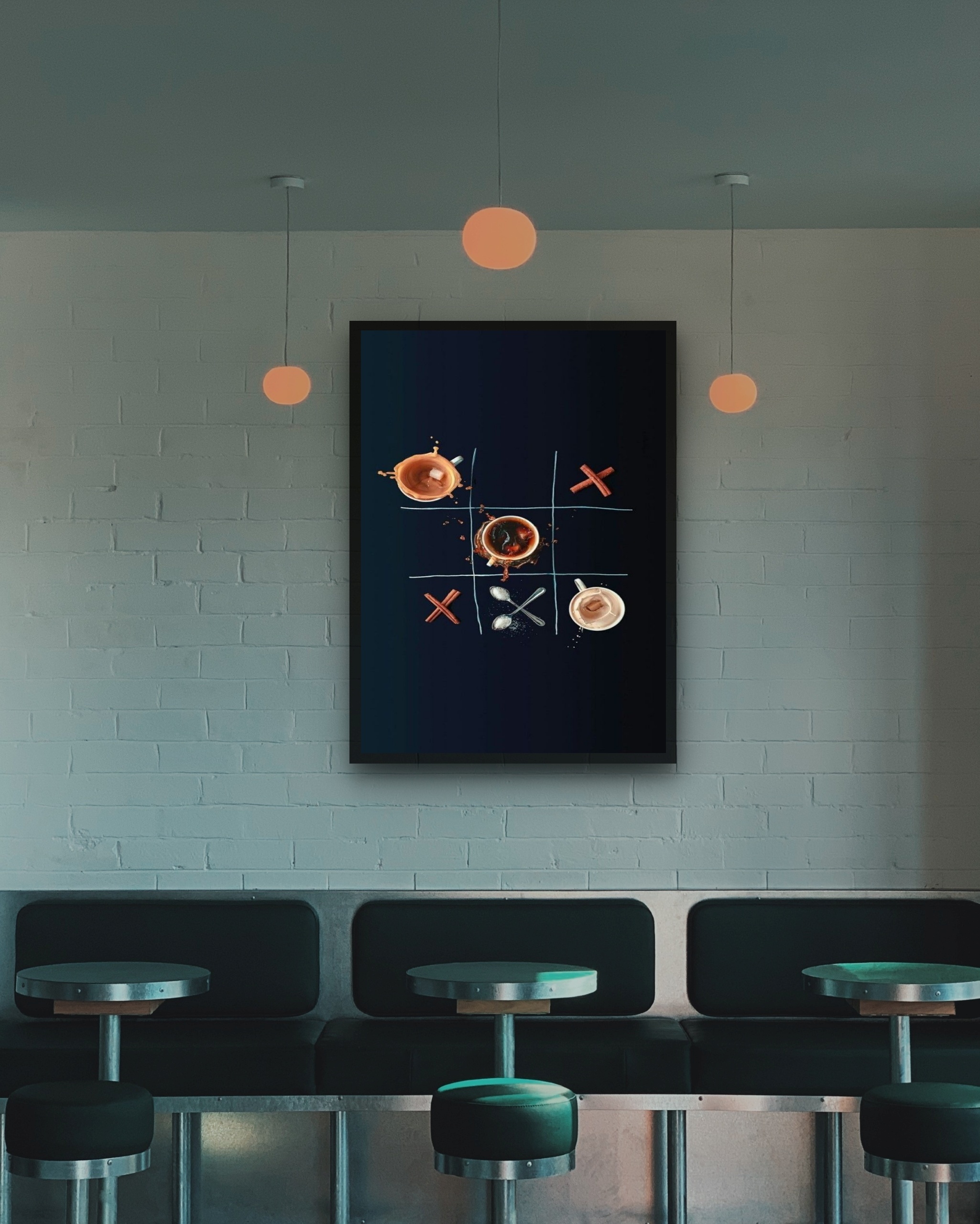 Quadro Decorativo Café Jogo da Velha - 70x50 cm