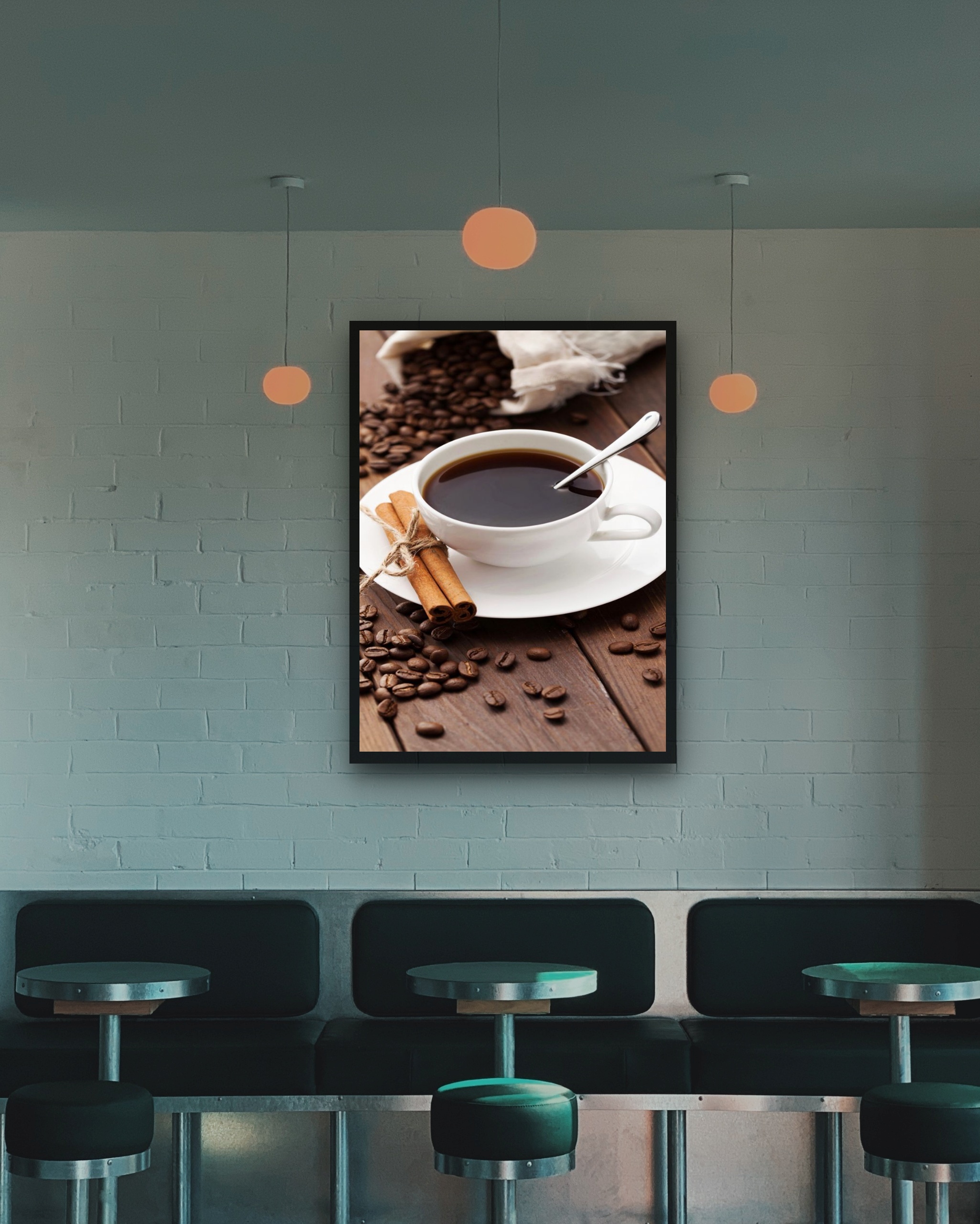 Quadro Decorativo Café Preto e Canela - 70x50 cm