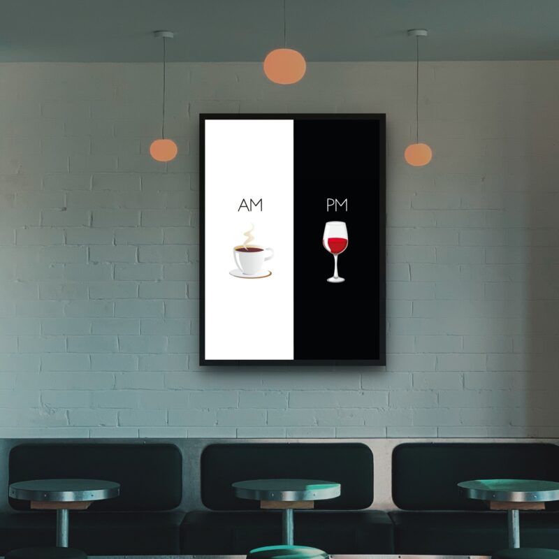Quadro Decorativo Café Vinho AM PM - 70x50 cm