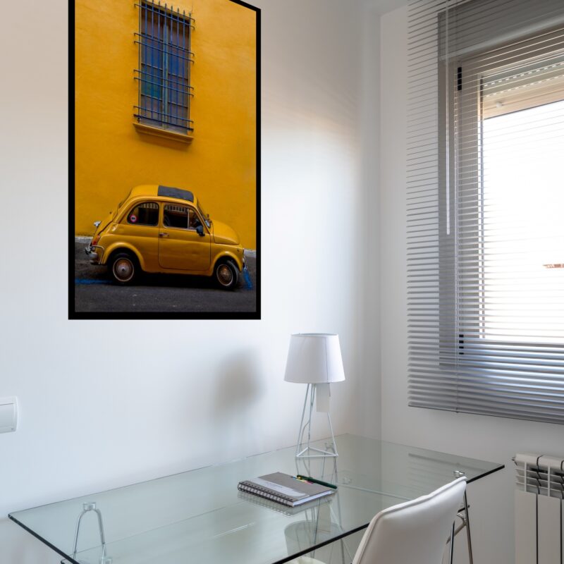 Quadro Decorativo Carro Antigo Itália Amarelo - 70x50 cm