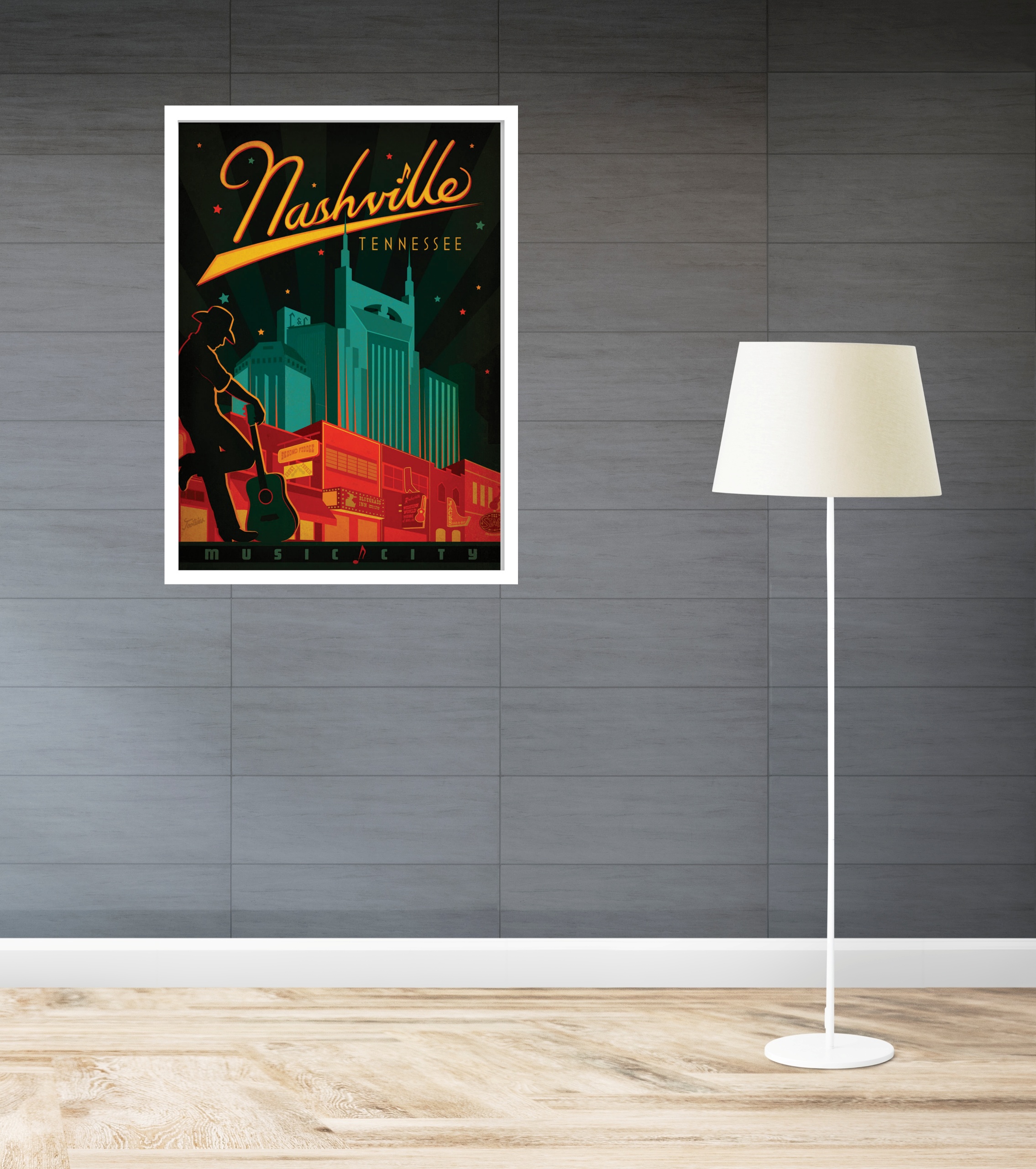 Quadro Decorativo Cartaz Retrô Nashville - 70x50 cm