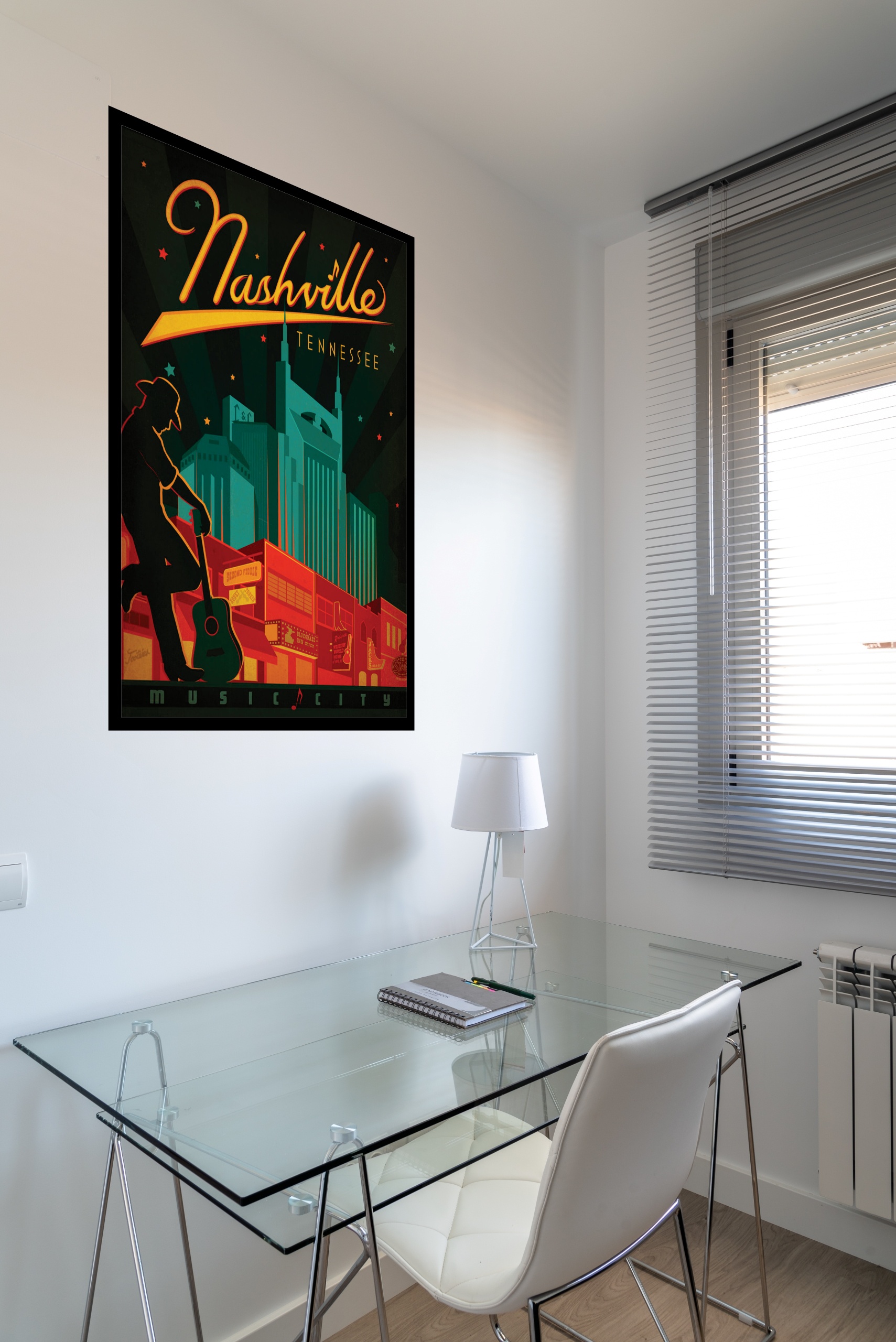 Quadro Decorativo Cartaz Retrô Nashville - 70x50 cm