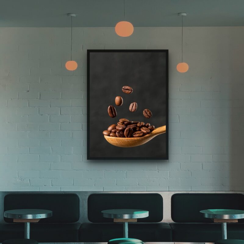 Quadro Decorativo Colher Grãos de Café - 70x50 cm