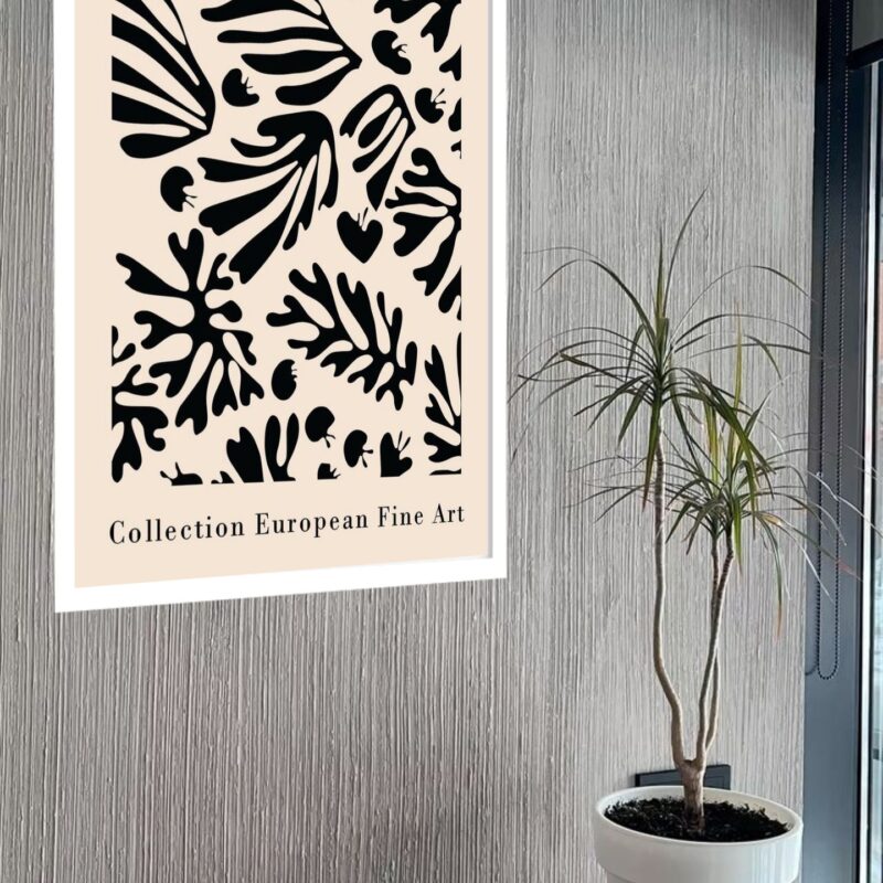 Quadro Decorativo Coral Preto e Bege Matisse - 70x50 cm