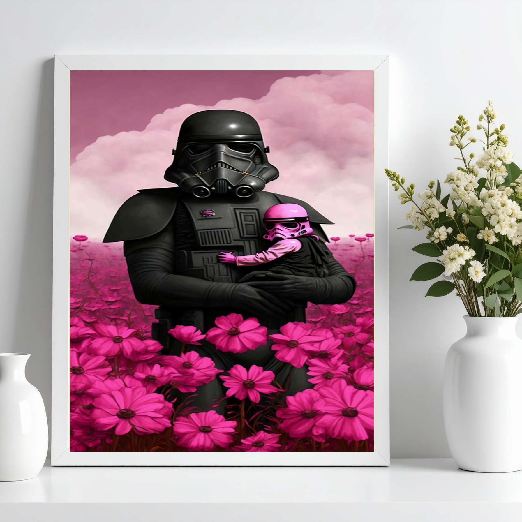 Quadro Decorativo Darth Com Bebê b