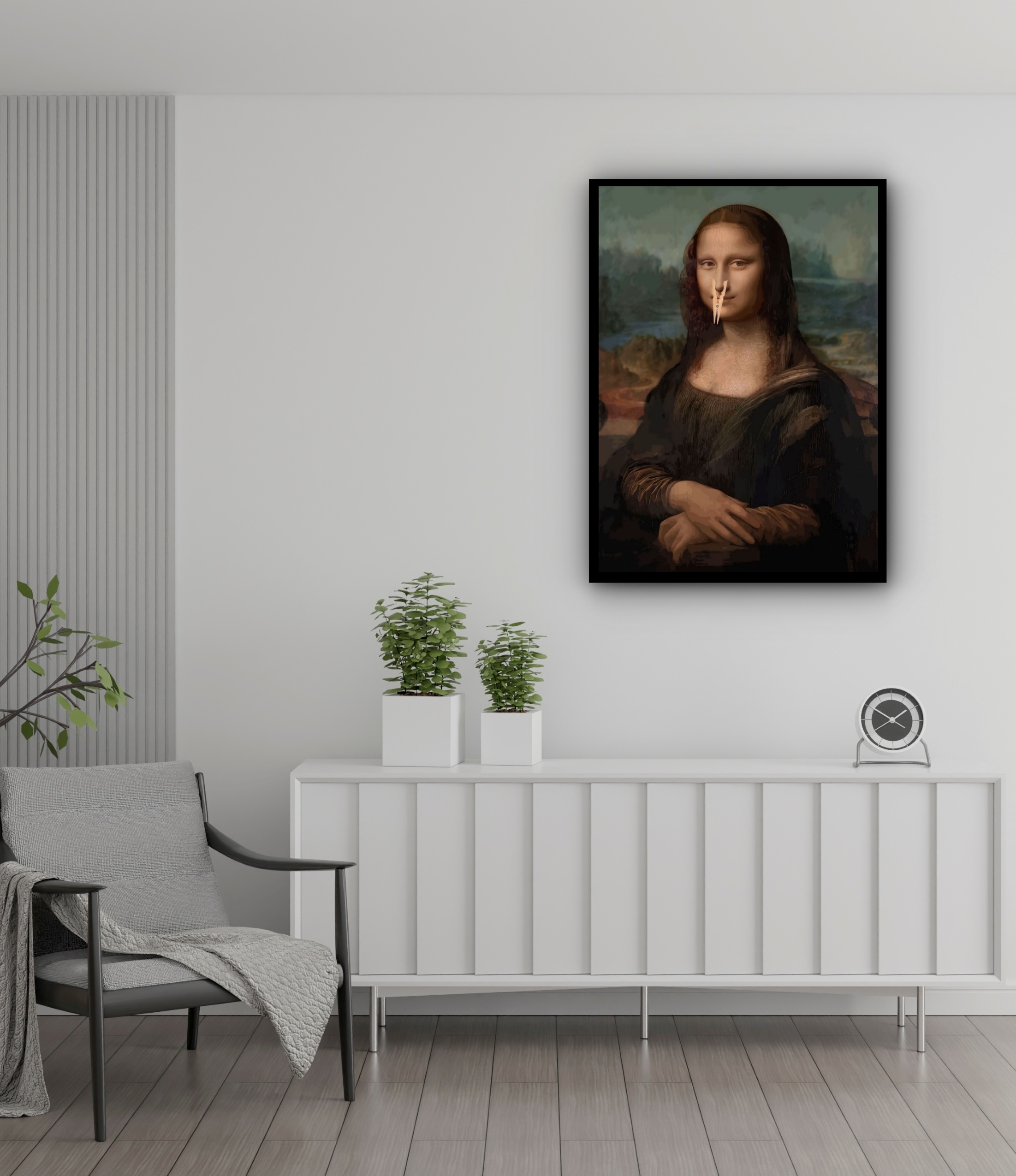 Quadro Decorativo Divertido Banheiro Monalisa - 70x50 cm