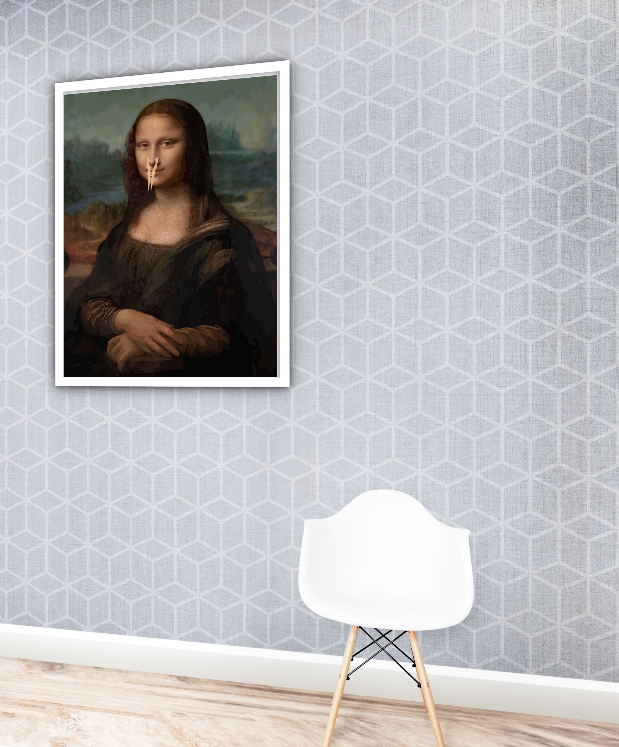 Quadro Decorativo Divertido Banheiro Monalisa - 70x50 cm