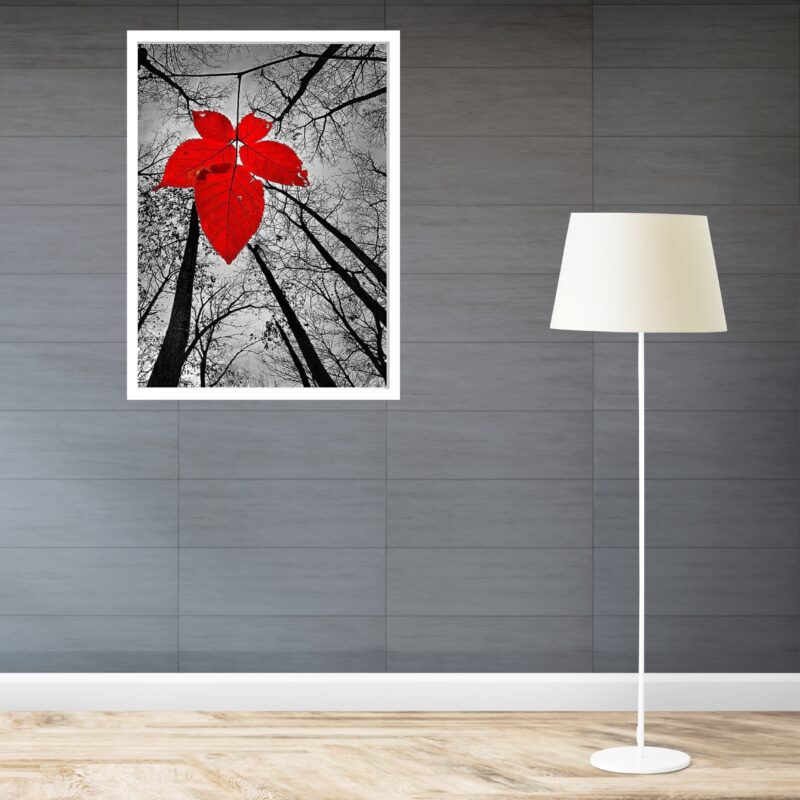 Quadro Decorativo Folha Vermelha - 70x50 cm