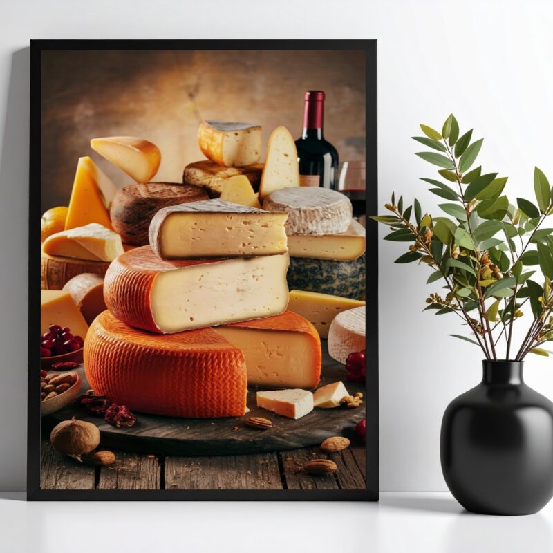 Quadro Decorativo Fotografia De Queijos Variados