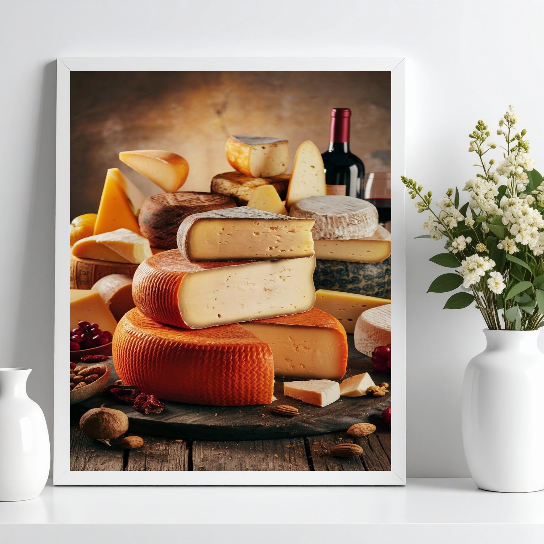 Quadro Decorativo Fotografia De Queijos Variados b