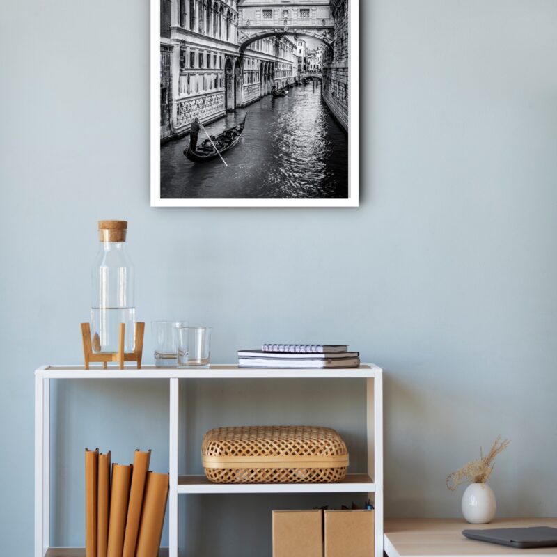 Quadro Decorativo Fotografia P&B Veneza - 70x50 cm