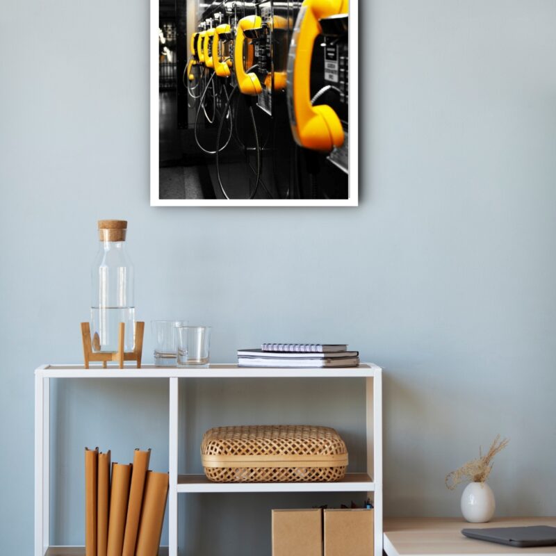 Quadro Decorativo Fotografia Telefones Amarelos - 70x50 cm
