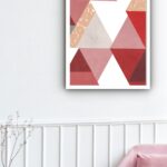 Quadro Decorativo Geométrico Vermelho Branco - 70x50 cm