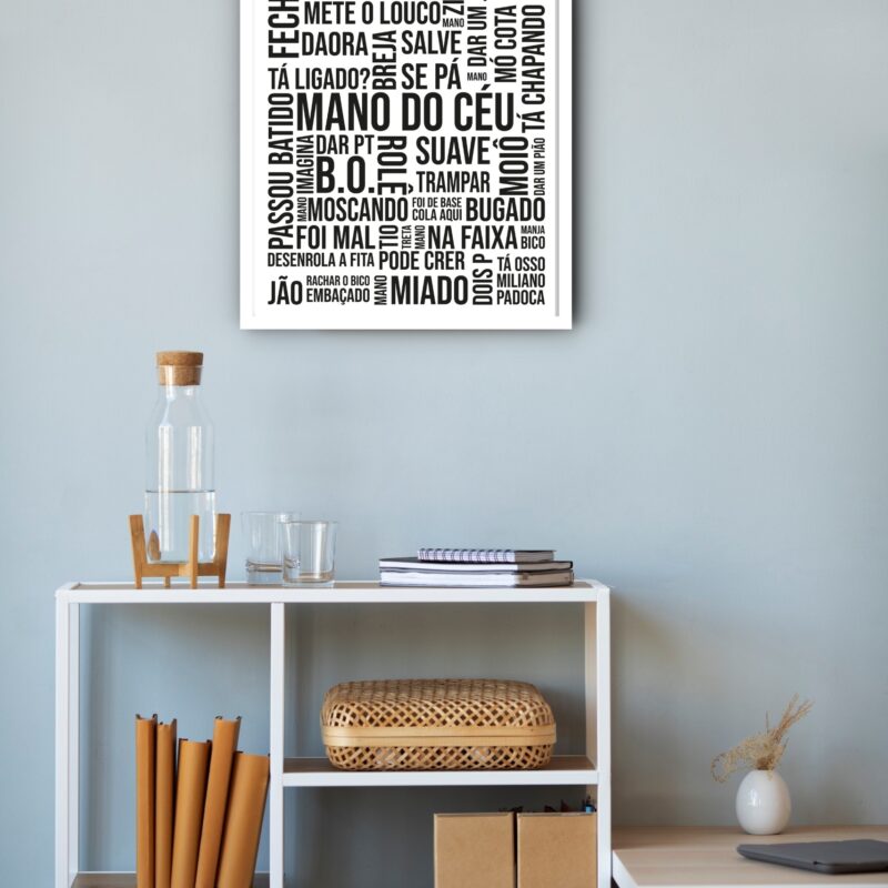 Quadro Decorativo Gírias São Paulo Branco e Preto - 70x50cm
