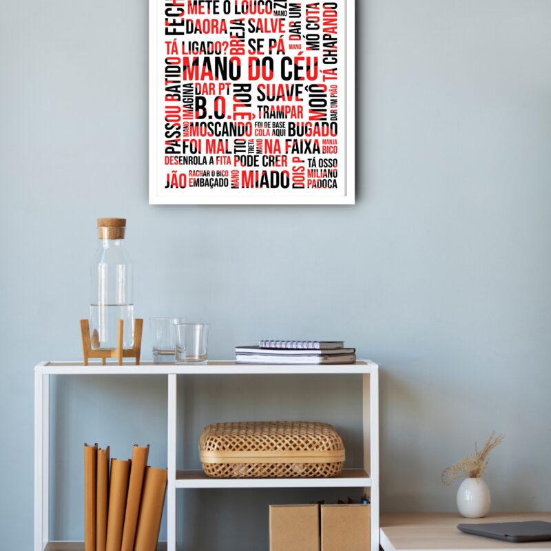Quadro Decorativo Gírias São Paulo Vermelho e Preto -70x50cm
