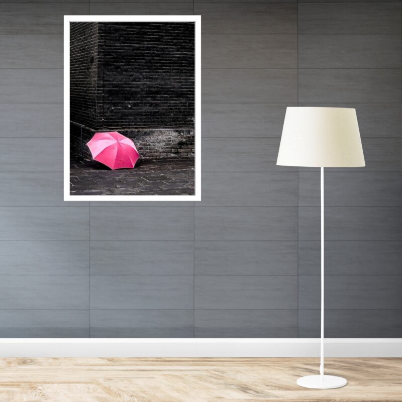 Quadro Decorativo Guarda-Chuva Rosa - 70x50 cm
