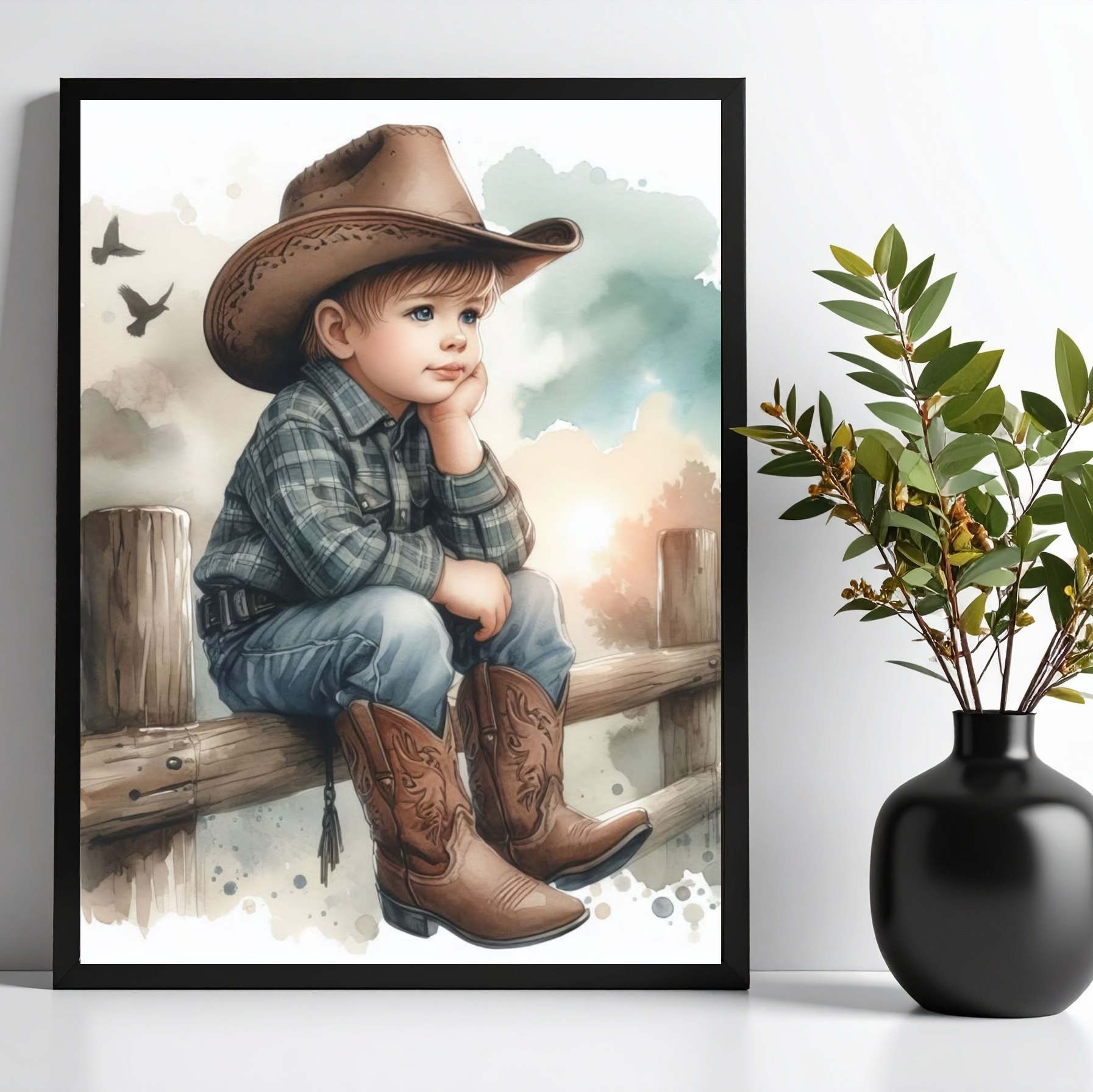 Quadro Decorativo Infantil Menininho Cowboy