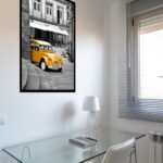 Quadro Decorativo Itália Carro Antigo Amarelo - 70x50 cm