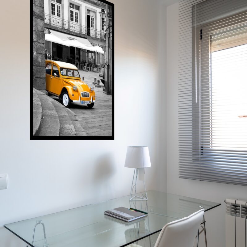 Quadro Decorativo Itália Carro Antigo Amarelo - 70x50 cm