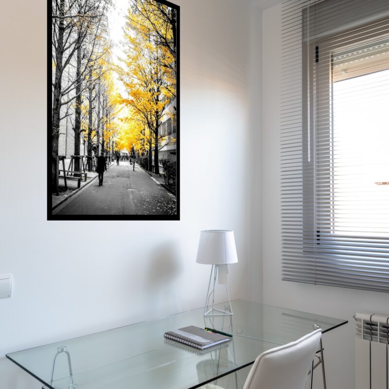 Quadro Decorativo Japão Folhas Amarelas - 70x50 cm