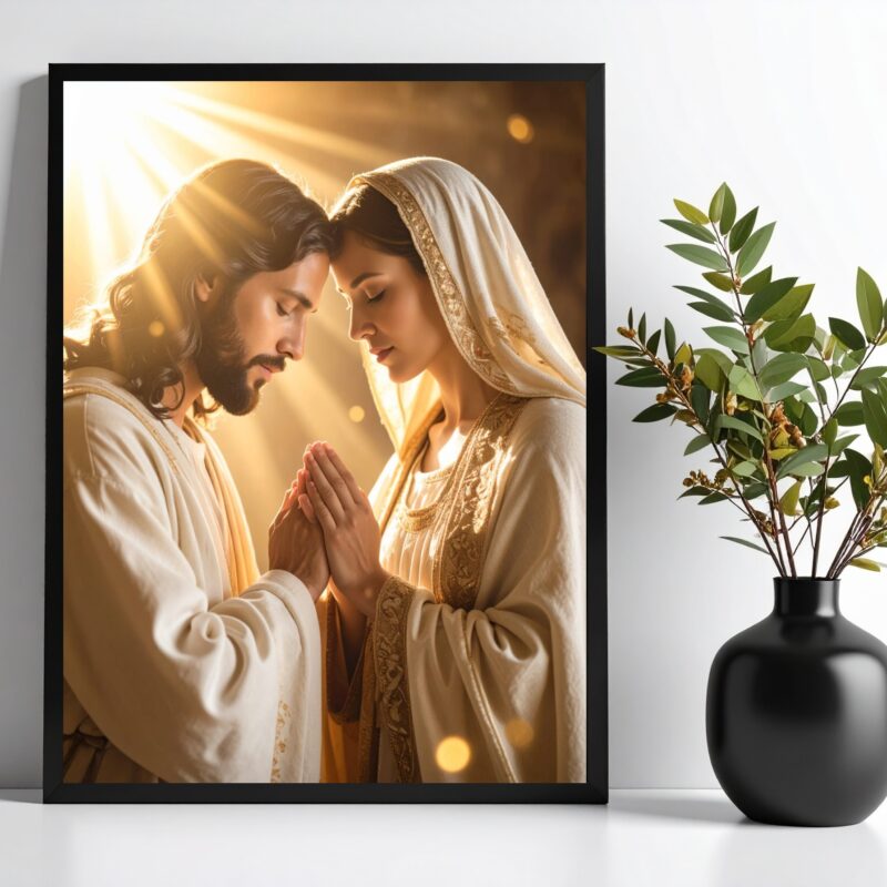 Quadro Decorativo Jesus e Maria Orando