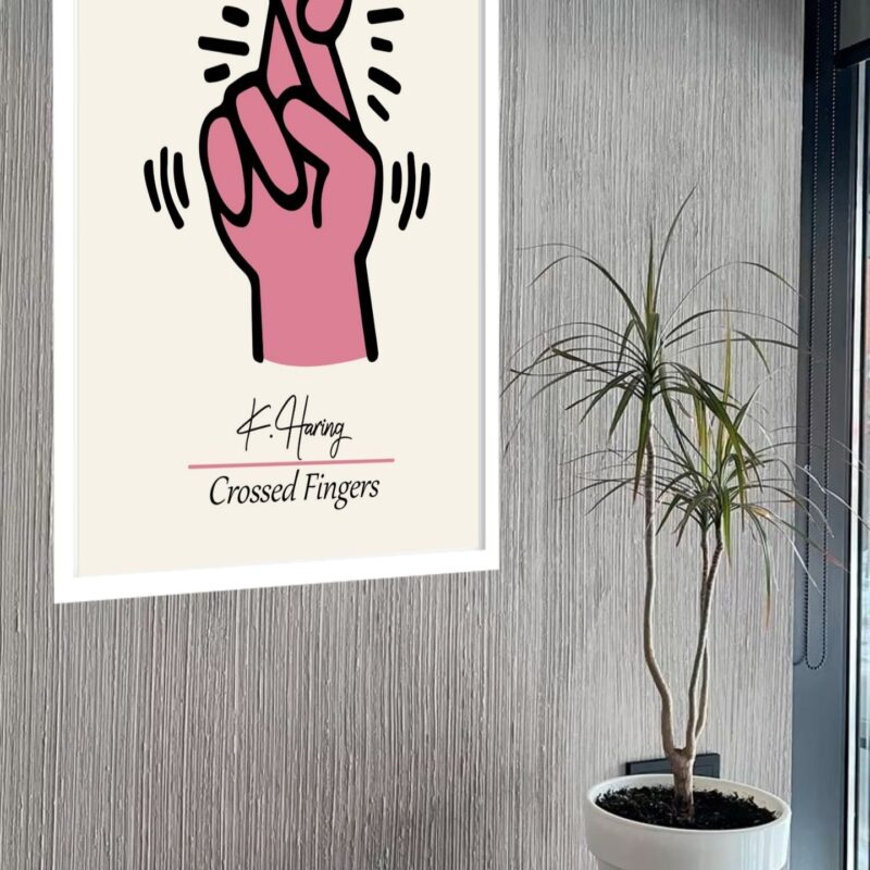 Quadro Decorativo Keith Haring Crossed Fingers - 70x50 cm