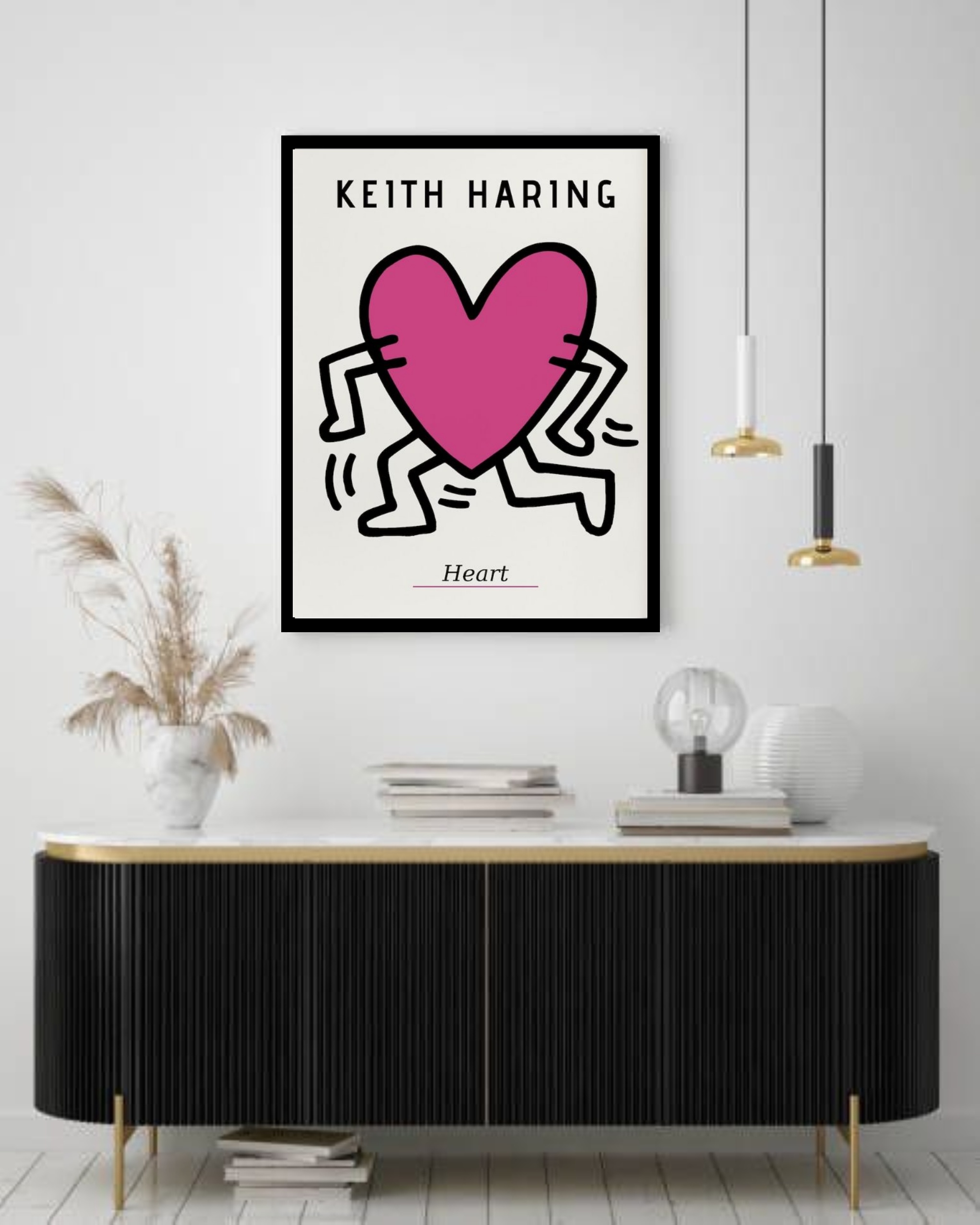 Quadro Decorativo Keith Haring Heart - 70x50 cm