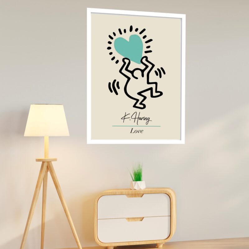 Quadro Decorativo Keith Haring Love Verde - 70x50 cm
