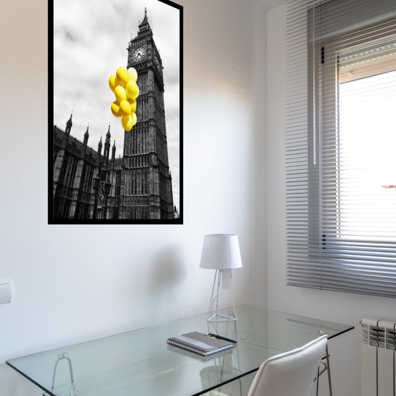 Quadro Decorativo Londres Balões Amarelos - 70x50 cm