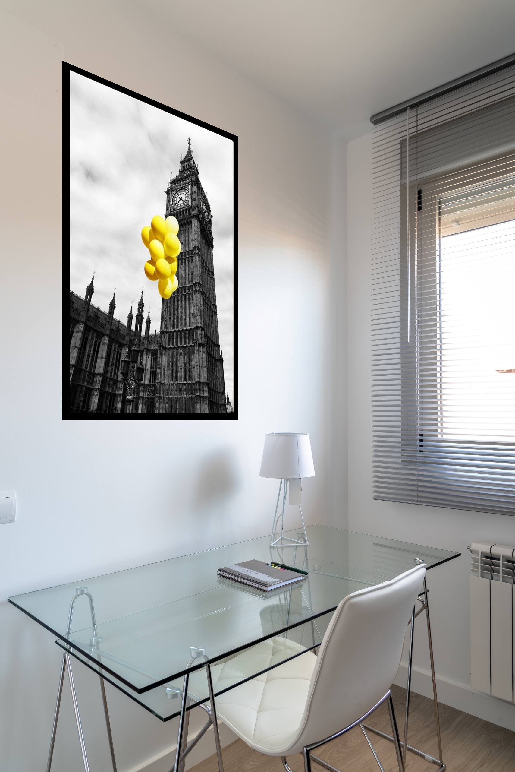 Quadro Decorativo Londres Balões Amarelos - 70x50 cm