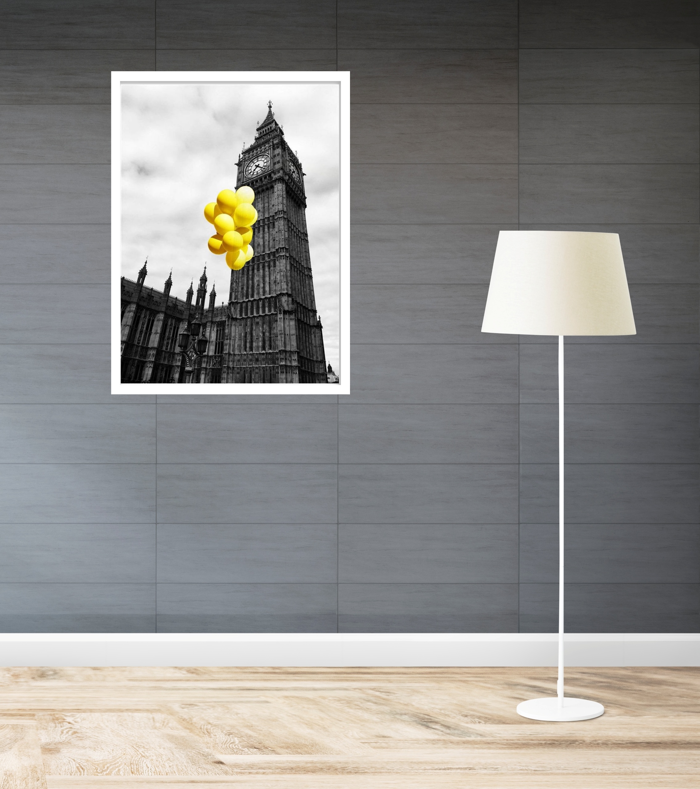 Quadro Decorativo Londres Balões Amarelos - 70x50 cm