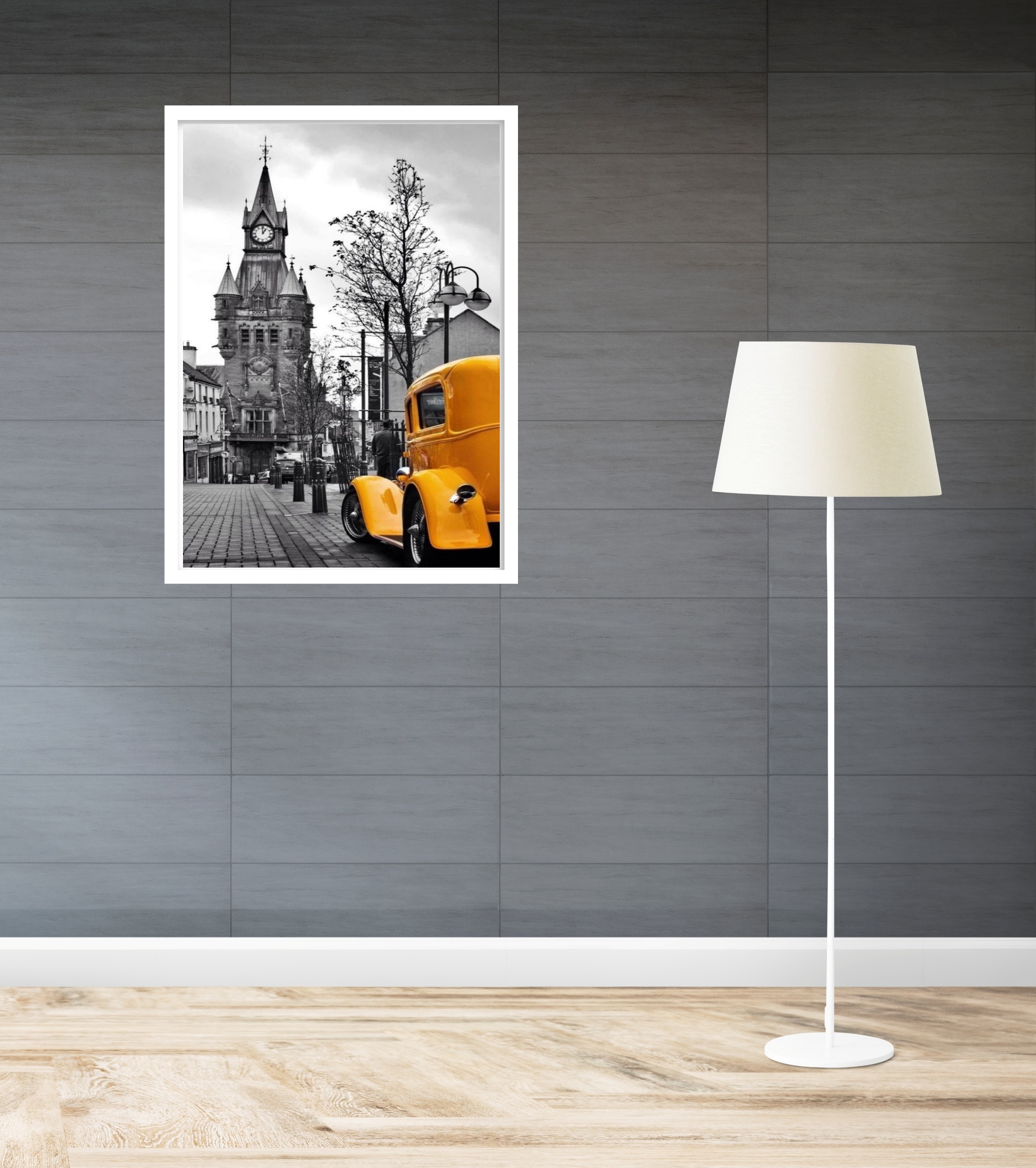 Quadro Decorativo Londres Carro Amarelo - 70x50 cm