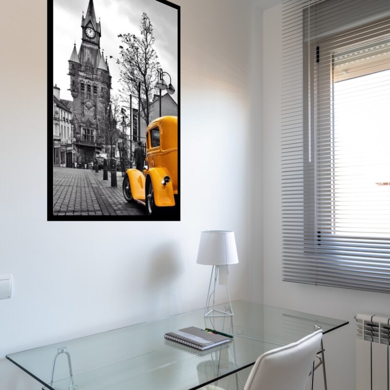 Quadro Decorativo Londres Carro Amarelo - 70x50 cm