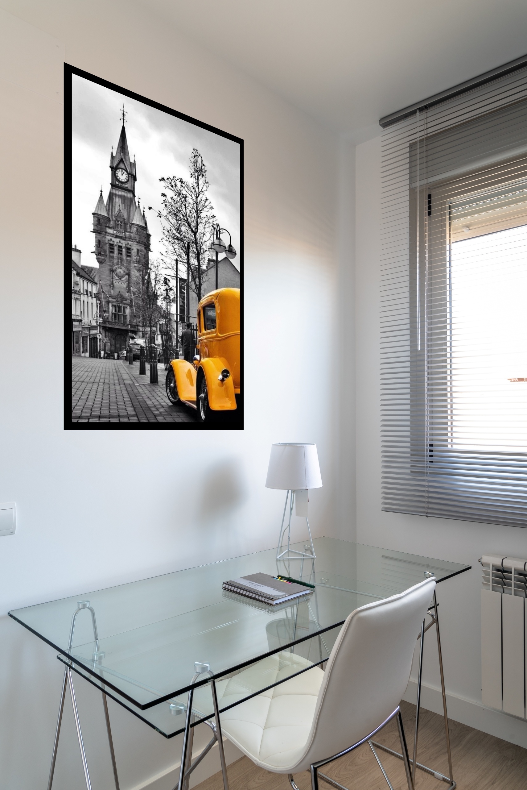 Quadro Decorativo Londres Carro Amarelo - 70x50 cm