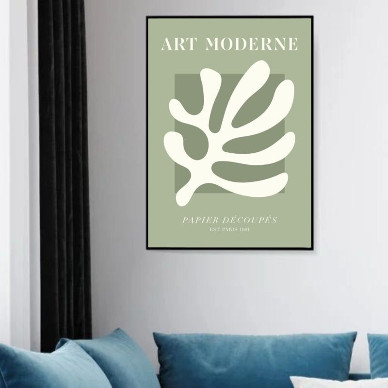 Quadro Decorativo Matisse Art Moderne Verde Coral -70x50cm