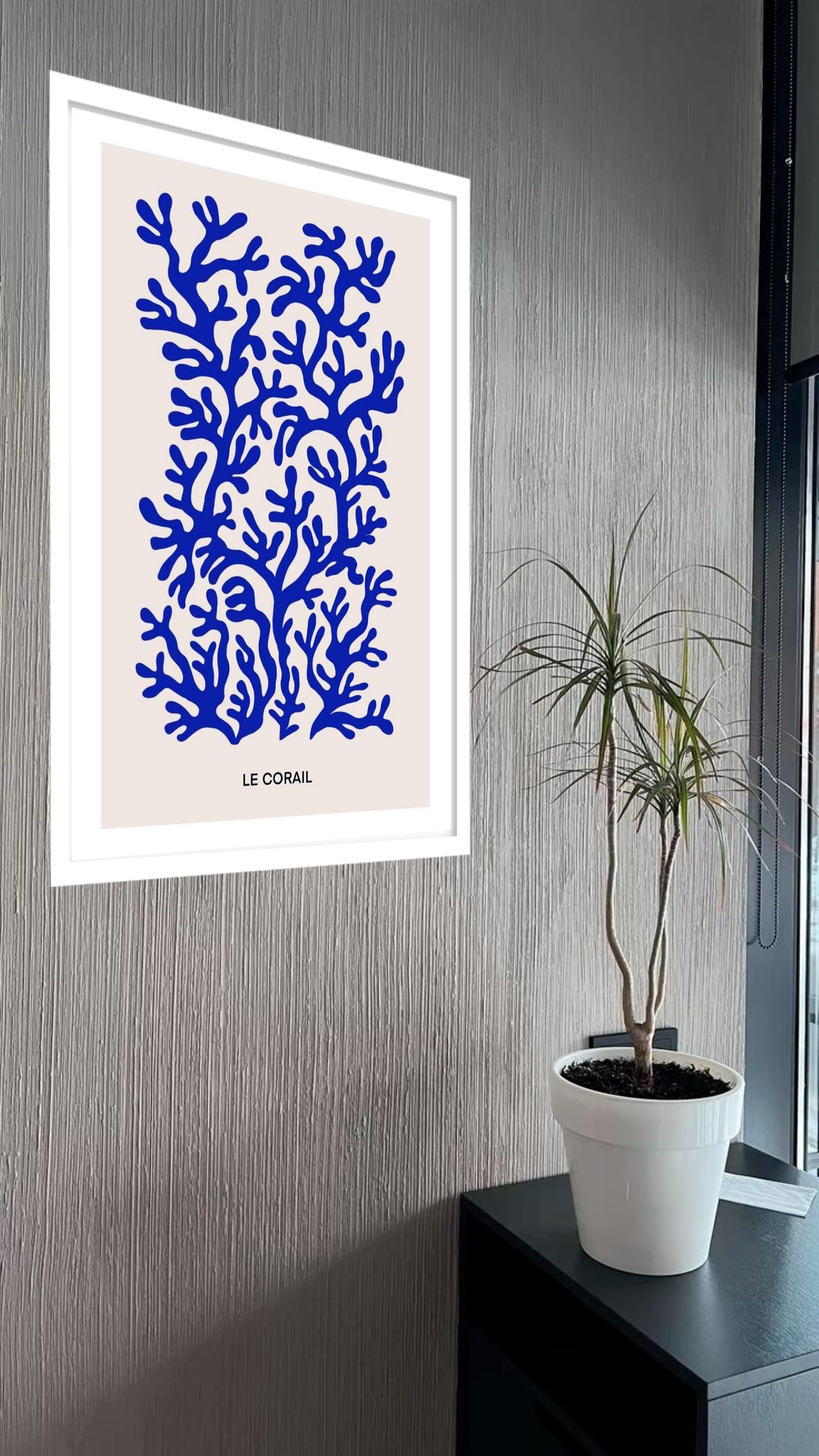 Quadro Decorativo Matisse Coral Azul Bege - 70x50 cm