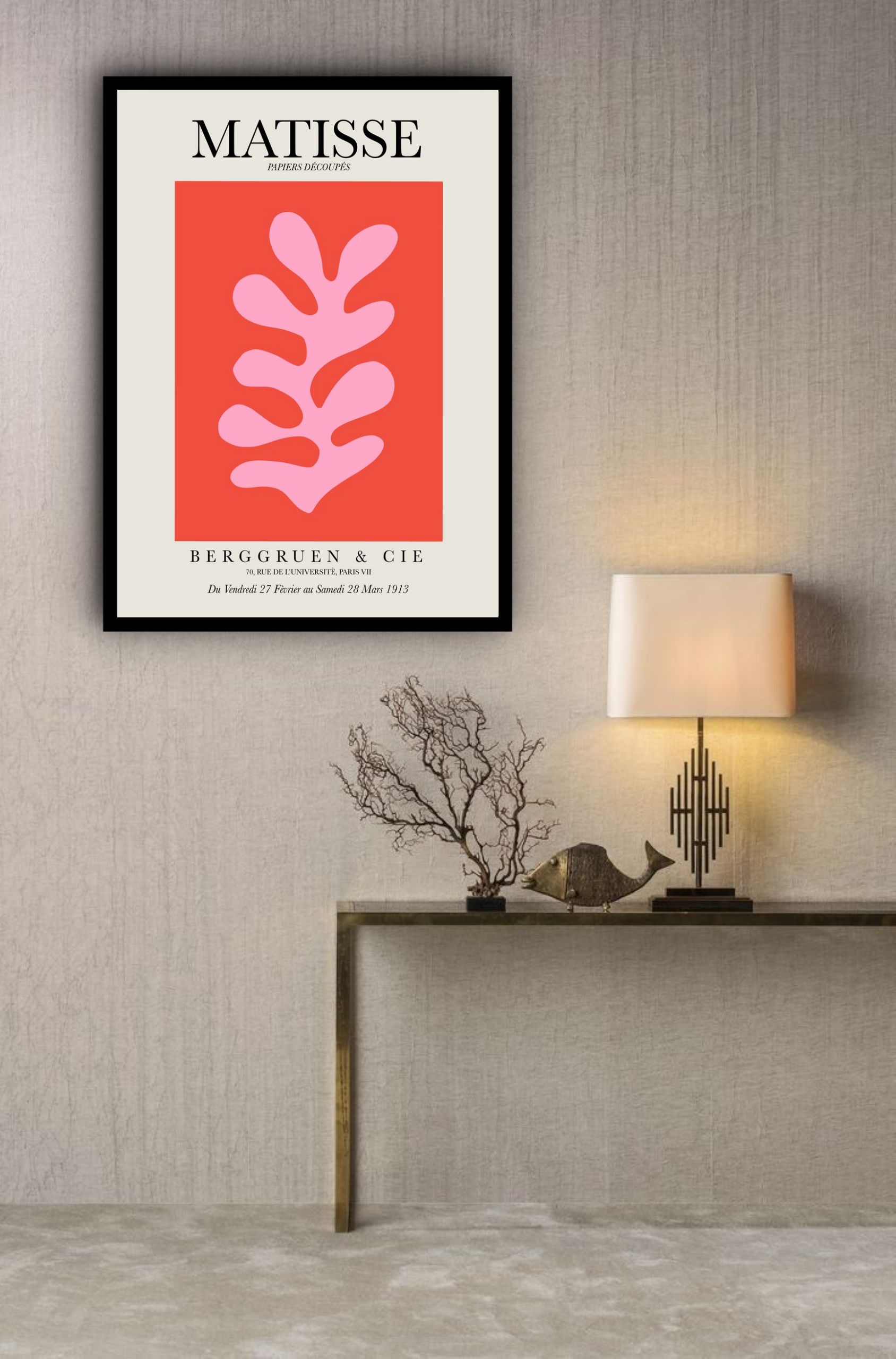Quadro Decorativo Matisse Coral Floral - 70x50 cm